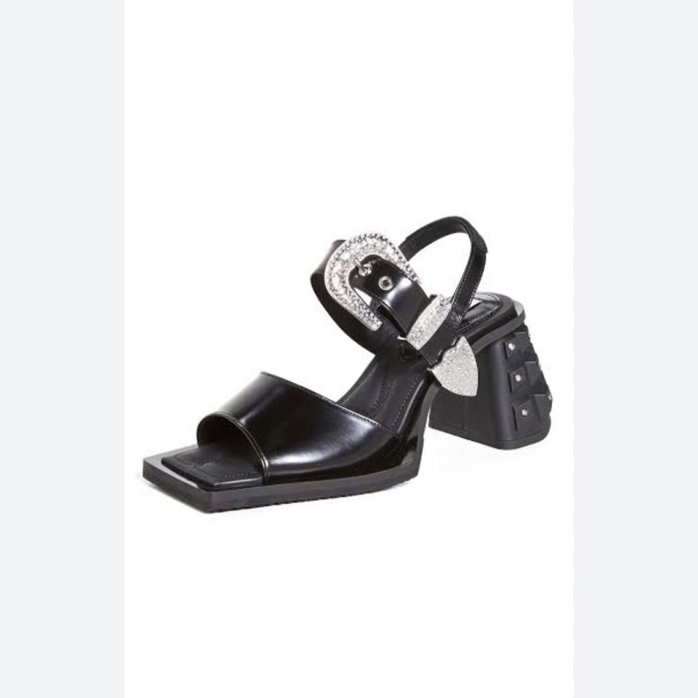 EYTYS Arizona Black leather crystal edgy sandals size 38 - Picture 2 of 8
